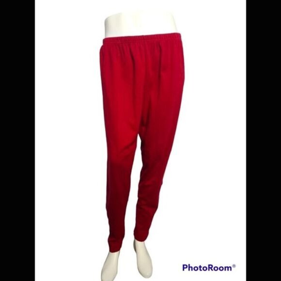 Vintage 80s 90s Deep Red Pull on Mid Rise Cigarette Pants - Picture 1 of 12